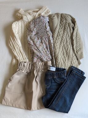 Zara Lands End Tommy Girl Fall Luxury Capsule Outfit Bundle Sweater 5 Pc Lot 4T